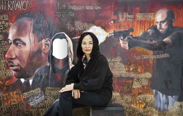 Huong in front of her ‘We are All Trayvon Martin’ mural. She said she was not placing her own views on the mural but rather conveying the ‘voice of America.’ 