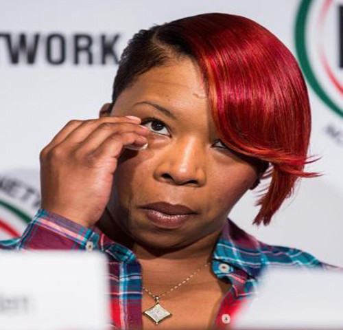 NEW YORK, NY - APRIL 08:  Lesley McSpadden, mother of Michael Brown- who was shot to death by a police officer - speaks on a panel titled "The Impact of Police Brutality - The Victims Speak" at the National Action Network (NAN) national convention on April 8, 2015 in New York City. Reverend Al Sharpton founded NAN in 1991; the convention hosted various politicians, organizers and religious leaders to talk about the nation's most pressing issues.  (Photo by Andrew Burton/Getty Images)